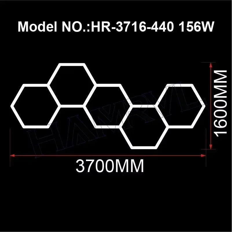 Hexagon LED Ceiling Lighting for Garage, Barbecue Shops, Barbershops, Gyms, Car Detailing Showrooms, and Workshops