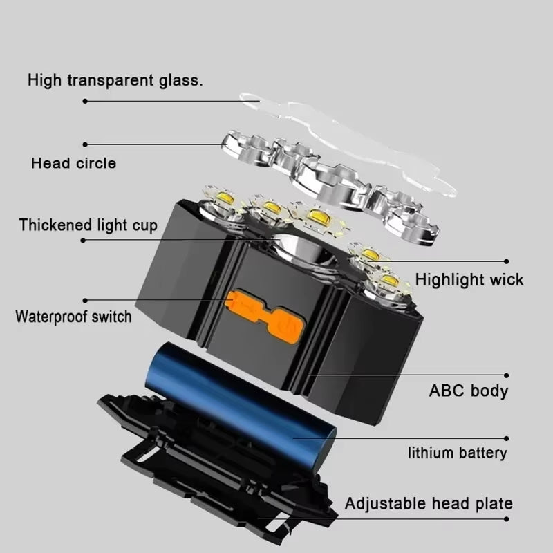 USB Rechargeable 5-LED Headlamp