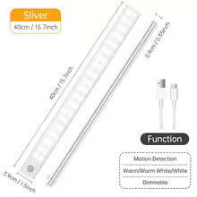 Wireless LED Motion Sensor Night Light - USB Rechargeable Cabinet and Wardrobe Lamp for Kitchen Backlighting.