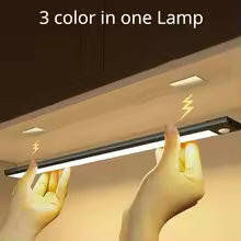 Wireless LED Motion Sensor Night Light - USB Rechargeable Cabinet and Wardrobe Lamp for Kitchen Backlighting.