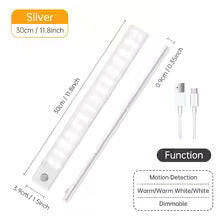 Wireless LED Motion Sensor Night Light - USB Rechargeable Cabinet and Wardrobe Lamp for Kitchen Backlighting.