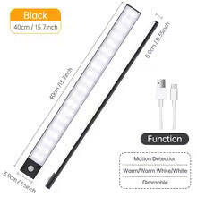 Wireless LED Motion Sensor Night Light - USB Rechargeable Cabinet and Wardrobe Lamp for Kitchen Backlighting.