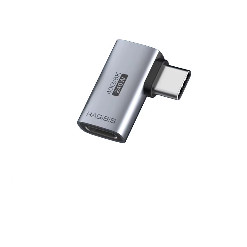 Hagibis 240W USB-C to USB-C Adapter, 40Gbps, 8K 60Hz, 90-Degree Converter, USB4 Adapter for Thunderbolt 4/3, MacBook, iPhone 17 Pro, and Tablets