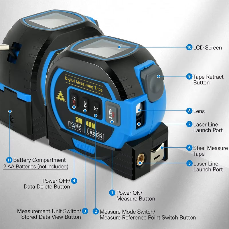 3-in-1 Infrared Laser Distance Measuring Tool