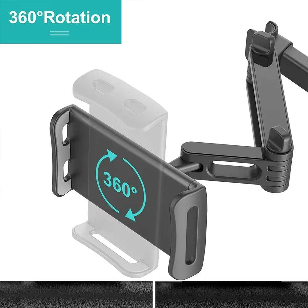 Car Tablet Holder - Headrest Mount Cradle for iPad Air, Mini, and 4.7-12.9" Devices.