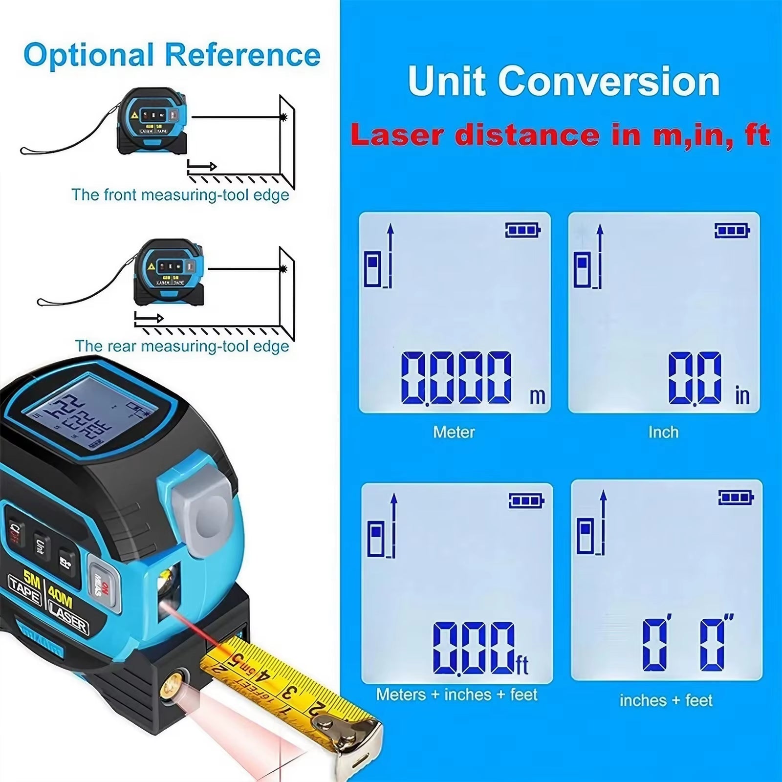 3-in-1 Infrared Laser Distance Measuring Tool