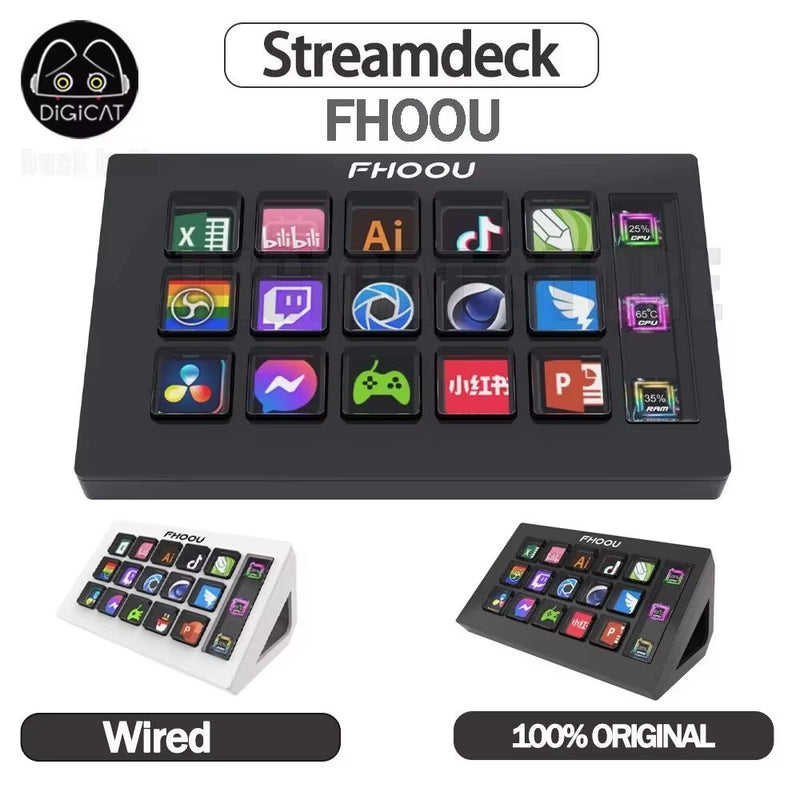 Streamdeck Mini Visual Keyboard - 15 Customizable LCD Buttons for Live Content Creation on Windows and Mac.