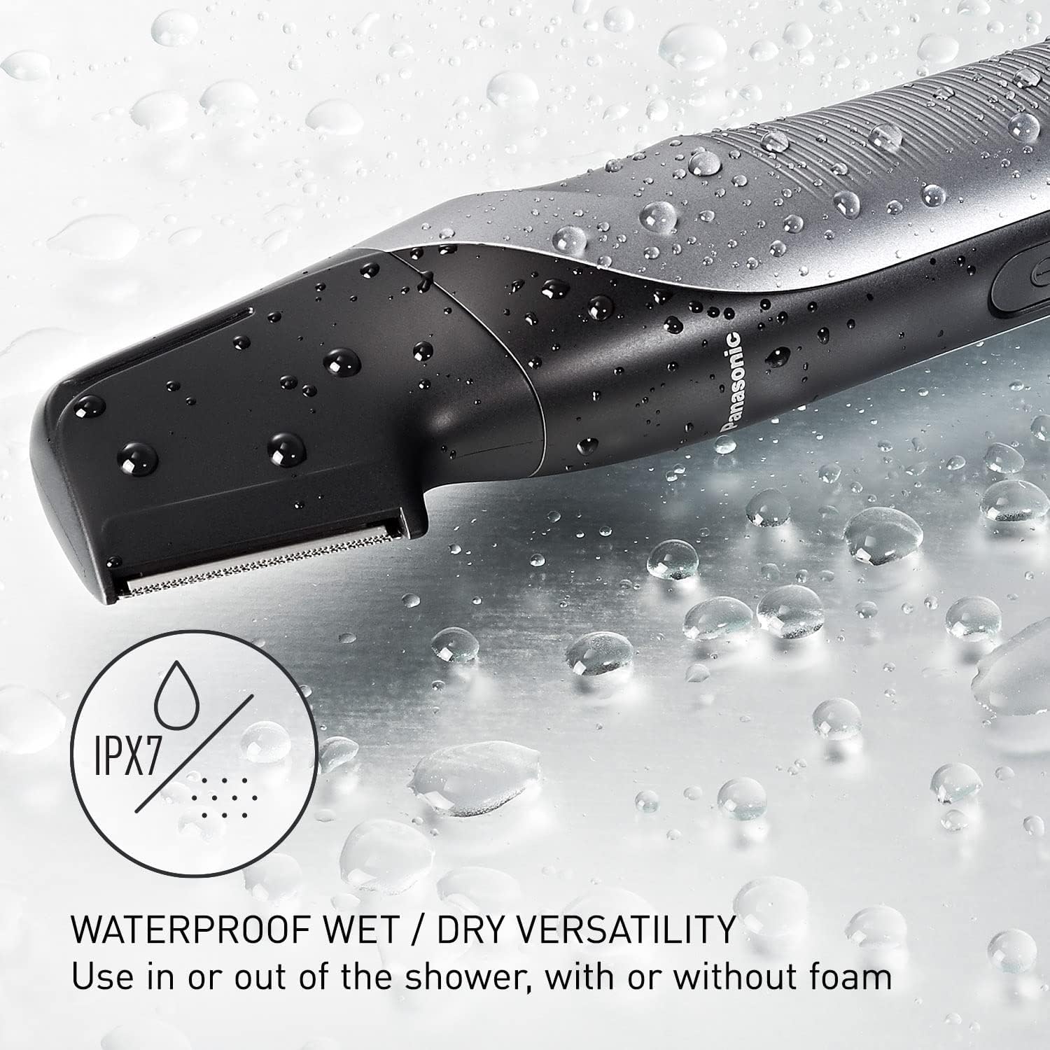 Wet/Dry Cordless Electric Body Groomer/Hair Trimmer with 2 Comb Attachments, Multi-Directional Shaving in Sensitive Areas, Black (ER-GK80-S541)