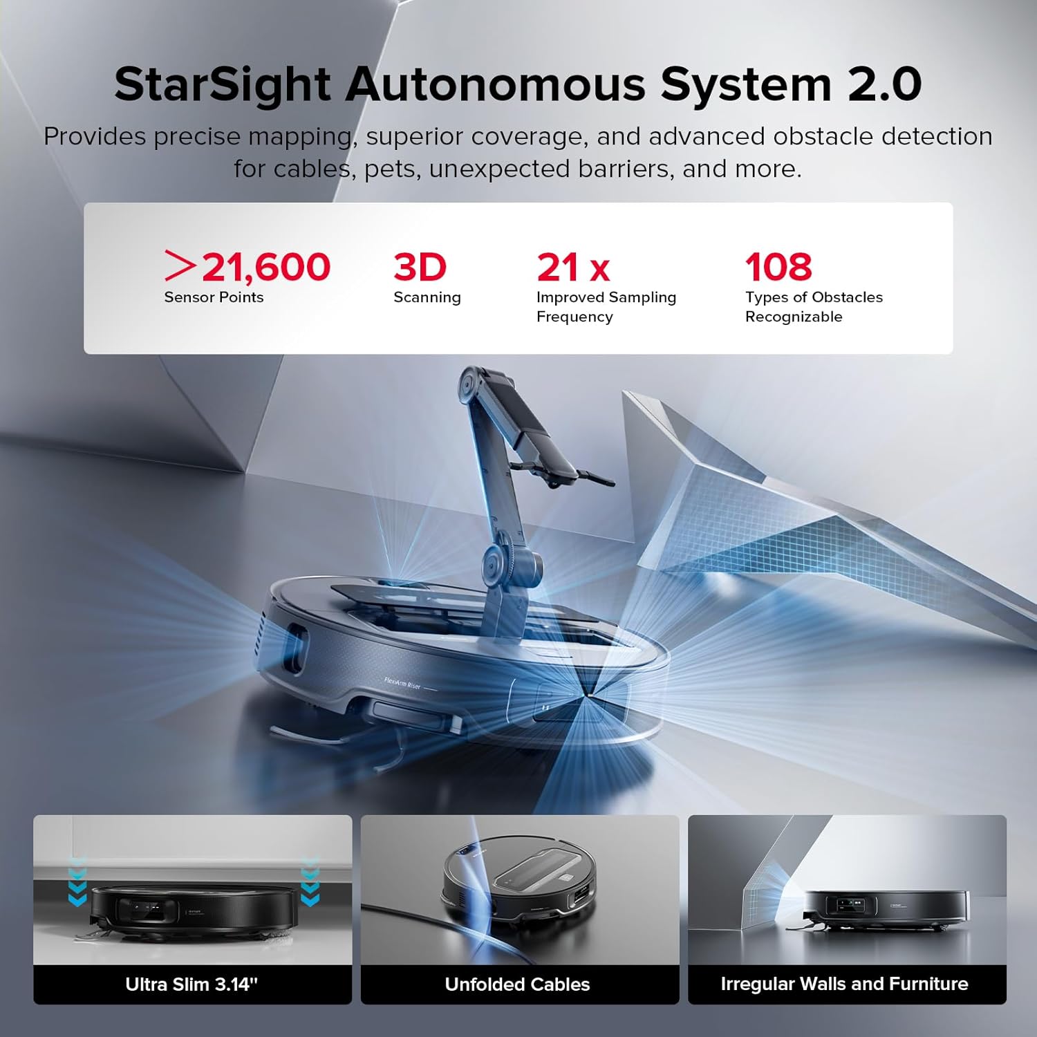 Roborock Saros Z70 AI-Powered Robot Vacuum and Mop.