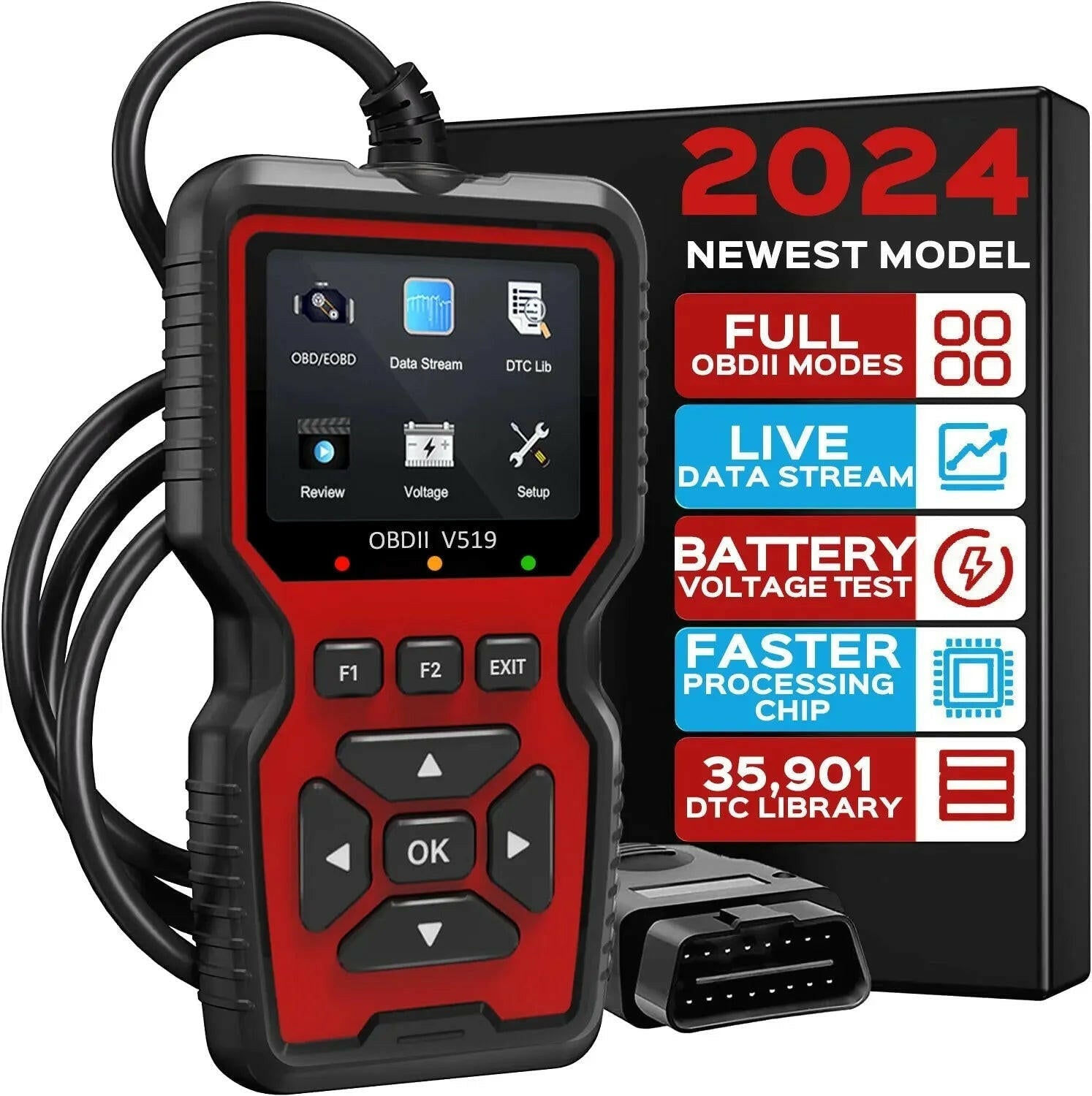 Professional OBD2 Scanner with Live Data for Comprehensive Vehicle Diagnostics and Check Engine Light Analysis.