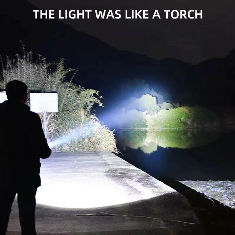 High-Power Mini LED Flashlight for Camping with Telescopic Zoom and Waterproof Design, Featuring 3 LEDs and Side Lights.