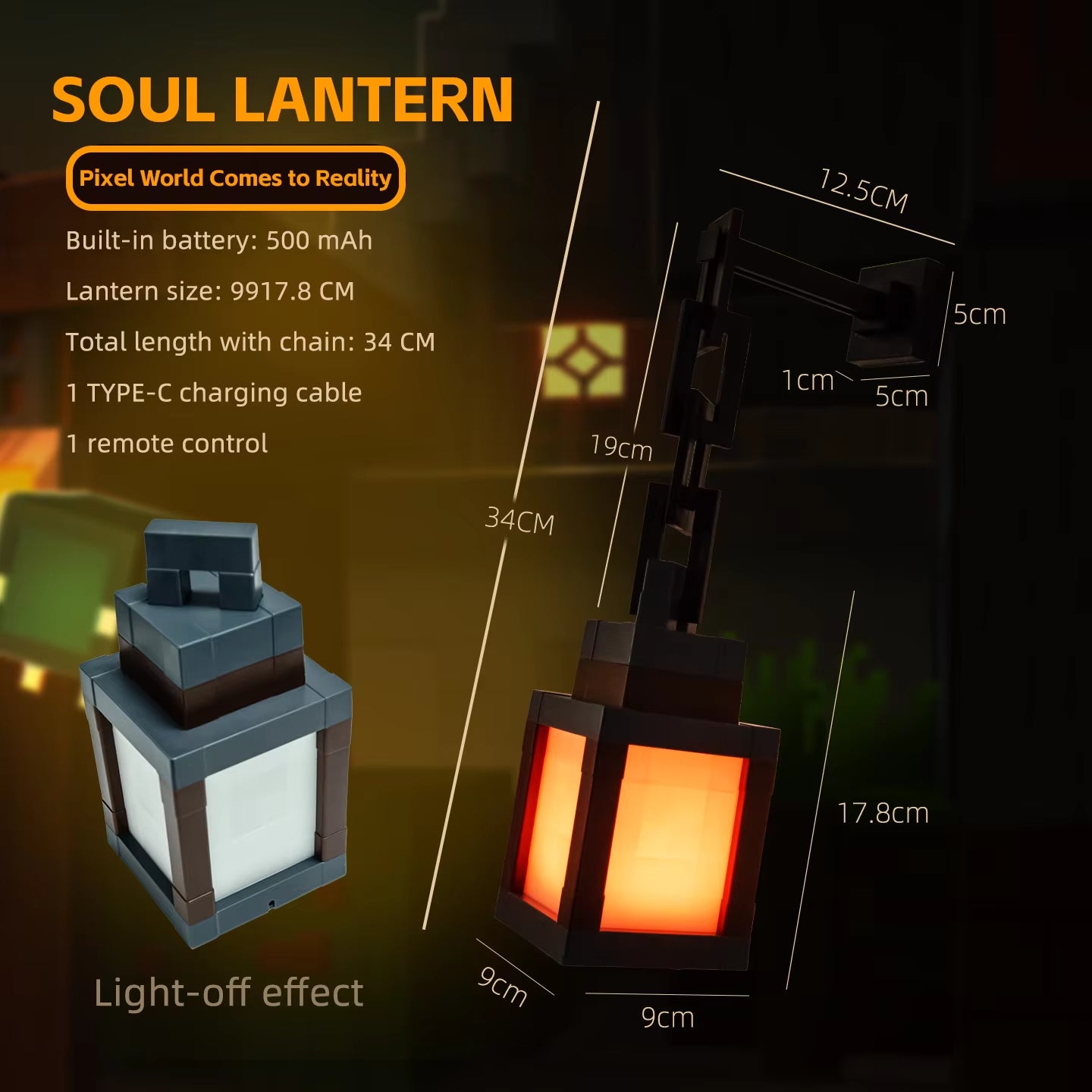 Pixel Style Portable Night Light Lantern