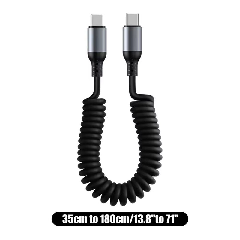 Revolutionary Spiral Stretchable USB-C Data Cable: Fast Charging and Versatile Length for All Type-C Devices.