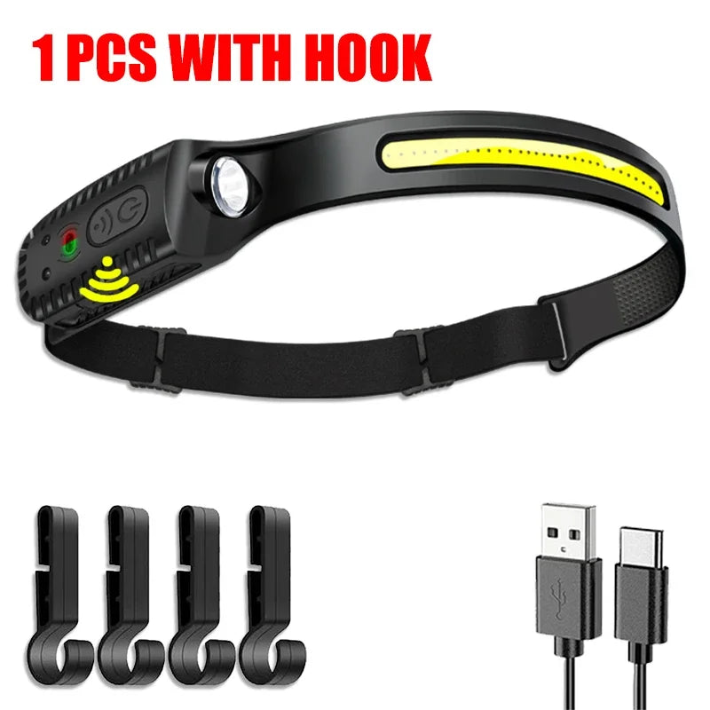 KDULIT USB Rechargeable LED Sensor Headlamp