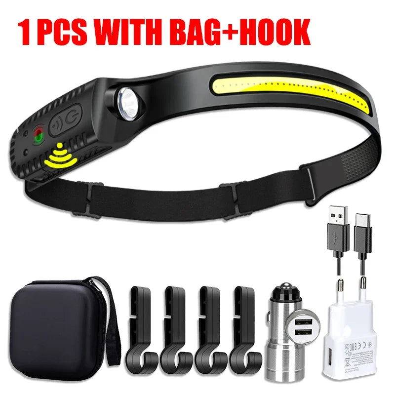 KDULIT USB Rechargeable LED Sensor Headlamp