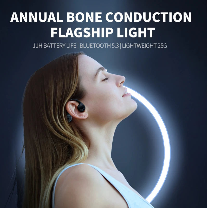 Mijia Bone Conduction Bluetooth 5.3 Sports Earphones - Waterproof Wireless Headset with Ear Hook for Running and Driving.