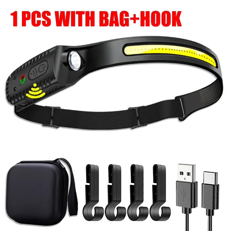 KDULIT USB Rechargeable LED Sensor Headlamp
