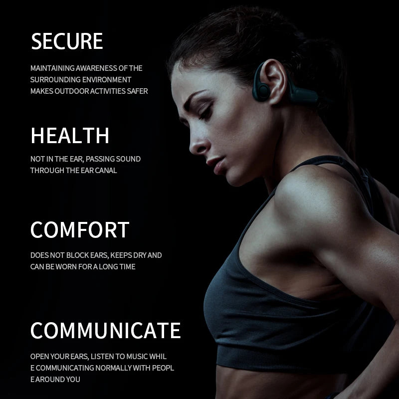 Mijia Bone Conduction Bluetooth 5.3 Sports Earphones - Waterproof Wireless Headset with Ear Hook for Running and Driving.