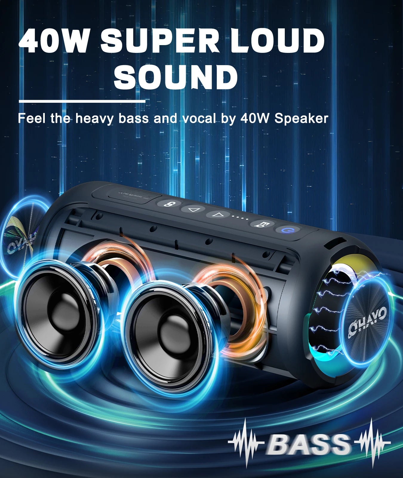 Ortizan 40W Enhanced Bass Portable Bluetooth Speaker