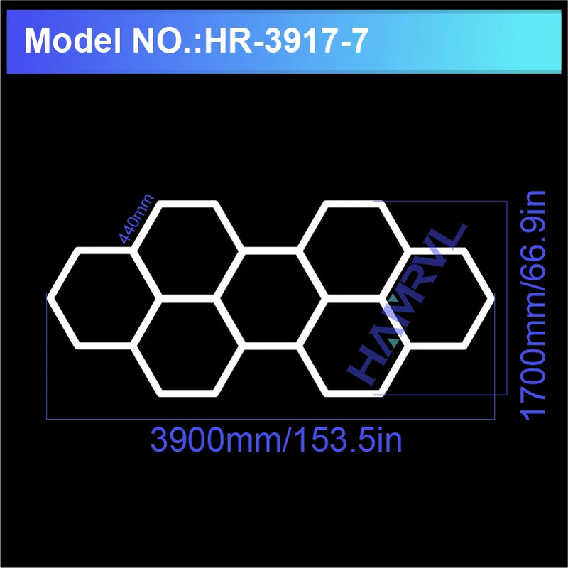 Hexagon LED Ceiling Lighting for Garage, Barbecue Shops, Barbershops, Gyms, Car Detailing Showrooms, and Workshops