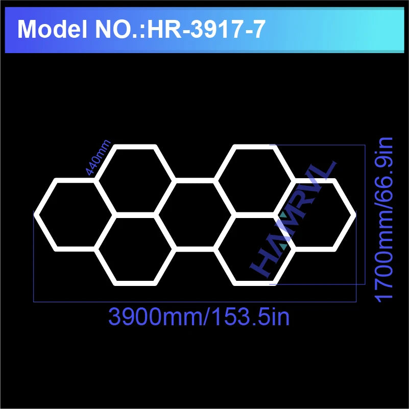 Hexagon LED Ceiling Lighting for Garage, Barbecue Shops, Barbershops, Gyms, Car Detailing Showrooms, and Workshops