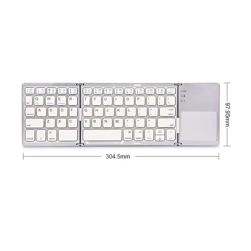 Wireless Bluetooth Folding Keyboard with Touchpad for Windows, Android, iOS, and Mobile Devices – Multi-Function Mini Keyboard