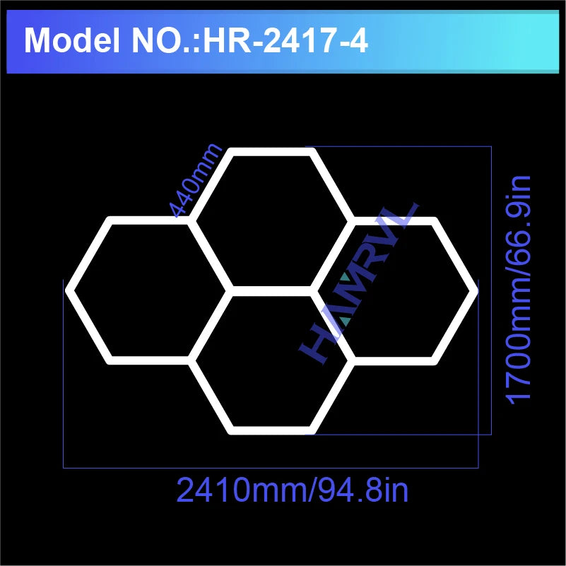 Hexagon LED Ceiling Lighting for Garage, Barbecue Shops, Barbershops, Gyms, Car Detailing Showrooms, and Workshops