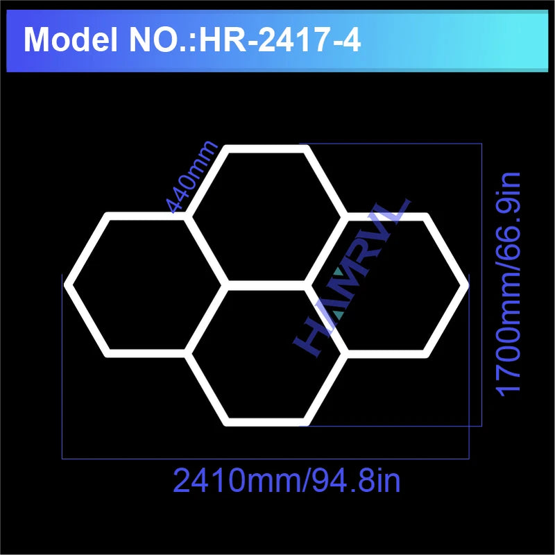 Hexagon LED Ceiling Lighting for Garage, Barbecue Shops, Barbershops, Gyms, Car Detailing Showrooms, and Workshops