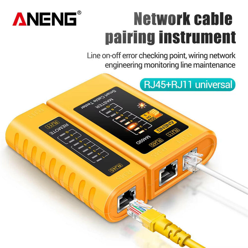 M469D Professional Network Cable Tester for RJ45, RJ11, RJ12, CAT5, and UTP - Essential Tool for Cable Diagnostics and Repair.