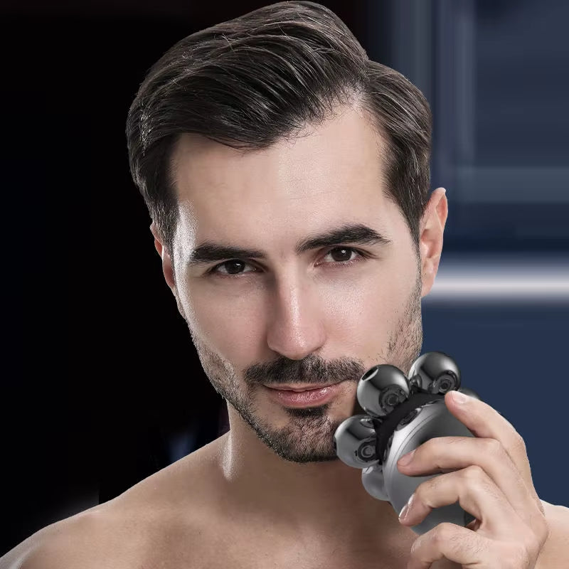 7 Head Electric Shaver for Men - Advanced 7D Floating Cutter, IPX5 Waterproof, USB Wireless Charging, and Multi-Grooming Kit.