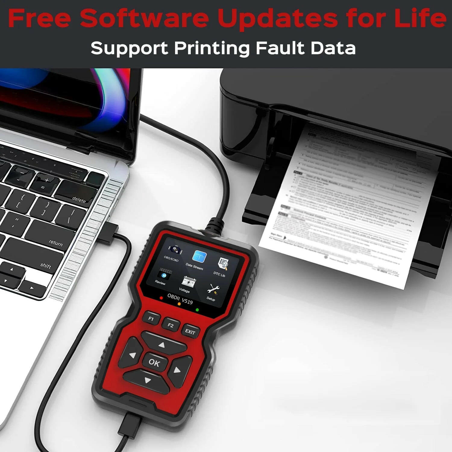 Professional OBD2 Scanner with Live Data for Comprehensive Vehicle Diagnostics and Check Engine Light Analysis.