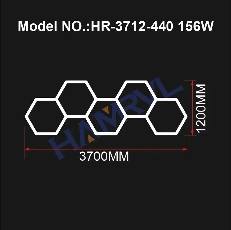 Hexagon LED Ceiling Lighting for Garage, Barbecue Shops, Barbershops, Gyms, Car Detailing Showrooms, and Workshops