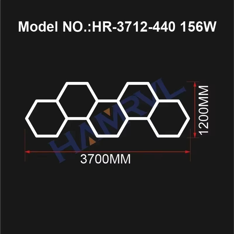 Hexagon LED Ceiling Lighting for Garage, Barbecue Shops, Barbershops, Gyms, Car Detailing Showrooms, and Workshops