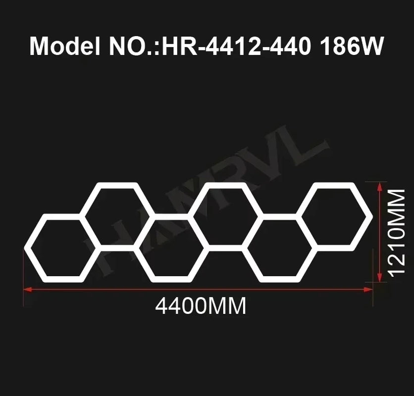 Hexagon LED Ceiling Lighting for Garage, Barbecue Shops, Barbershops, Gyms, Car Detailing Showrooms, and Workshops