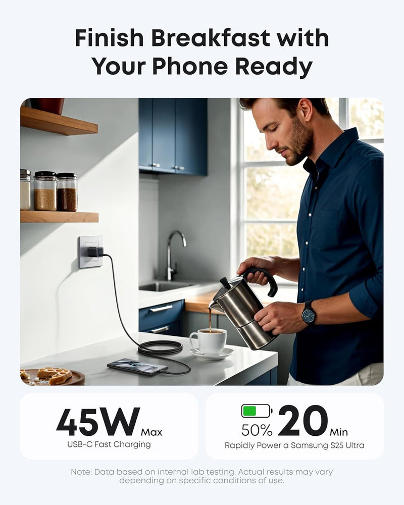 Anker Nano 45W Type C Charger + 6Ft USB-C Charging Cable.
