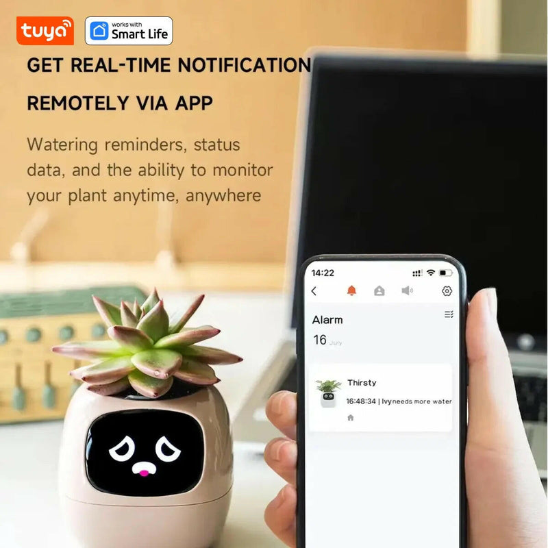 Tuya Ivy Smart Planter: A Revolutionary Companion for Effortless Plant Care with 49+ Expressions and 7 Smart Sensors.